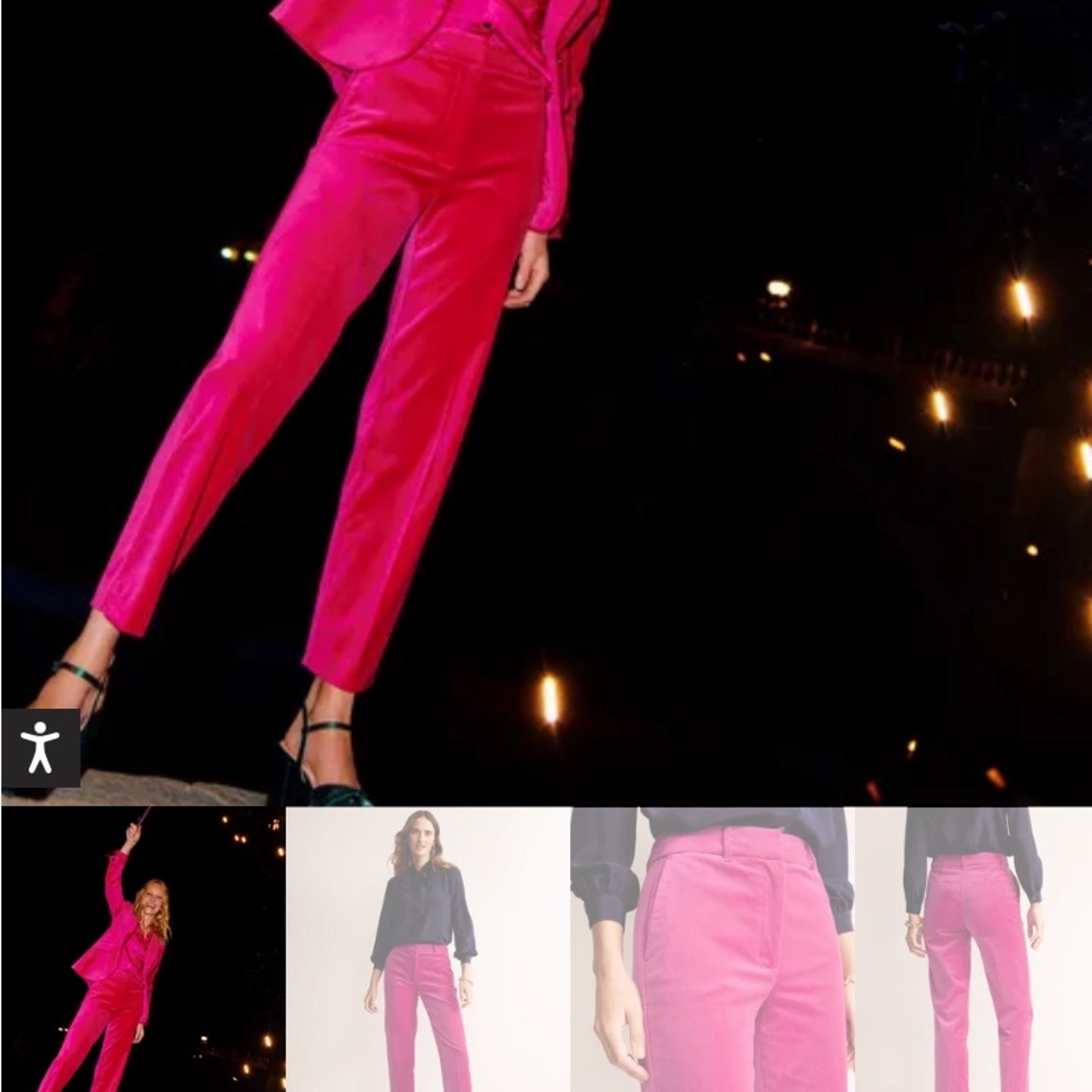 Boden pink velvet Kew pants/trousers (6 petite), new with tags